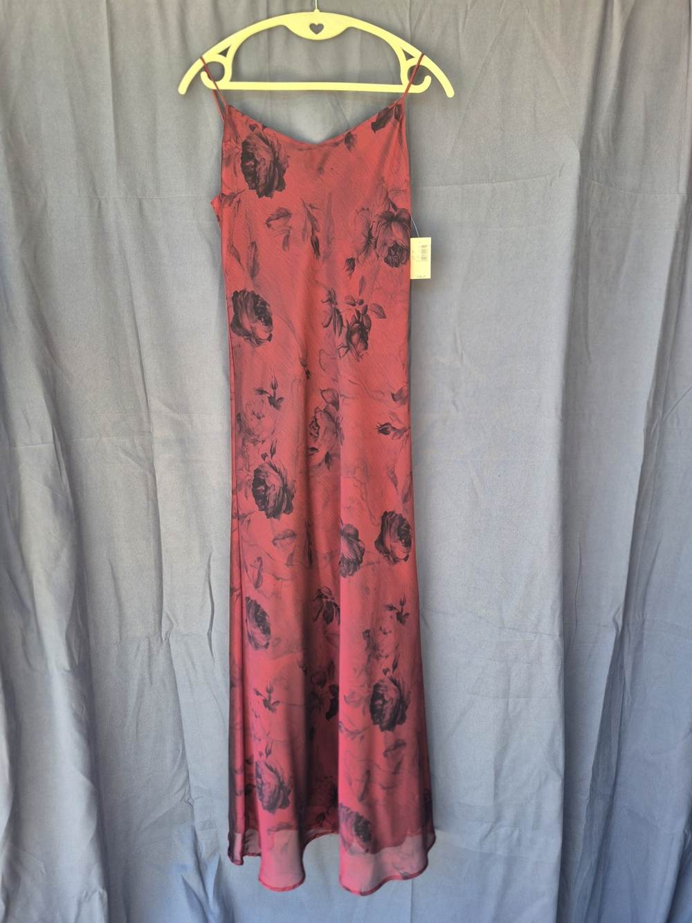 Tessuto Vintage Red Floral Slip Dress with Black Bloom Print